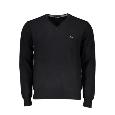 Shop Harmont & Blaine Elegant V-neck Embroide Men's Sweater In Black