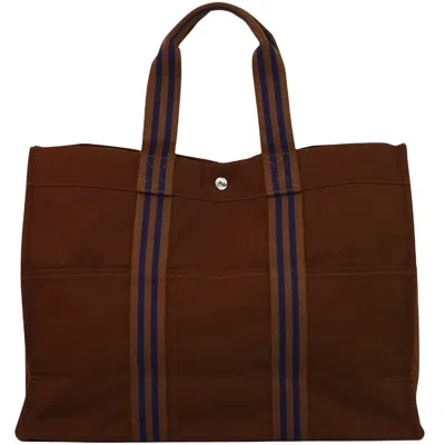 Shop Hermes Fourre Tout Canvas Tote Bag () In Brown