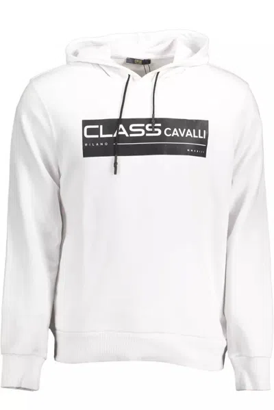 Shop Cavalli Class Classy Hooded Cotton Men's Sweatshirt In White