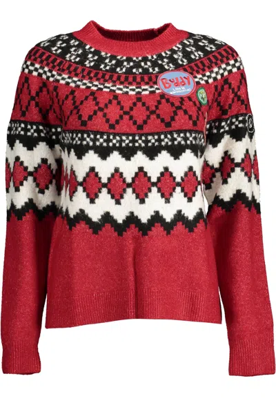 Shop Desigual Elegant High Collar Sweater With Contrasting Women's Details In Pink