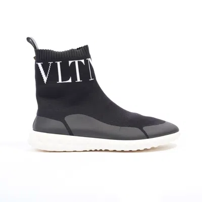Shop Valentino Vltn Sock Sneaker Cotton In Black