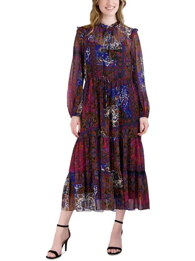 Shop Julia Jordan Womens Sheer Midi Dress In Multi