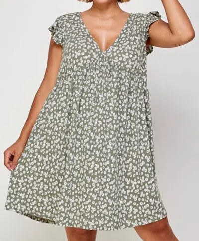 Shop Emerald Collection Daisy Curvy Dress In Sage In Multi