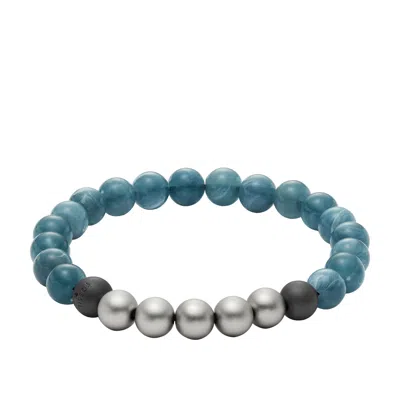 Shop Fossil Men's Summer Fashion Blue Gray Acrylic Beaded Bracelet