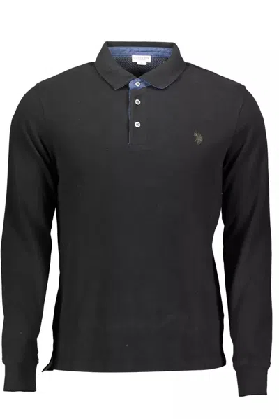 Shop U.s. Polo Assn U. S. Polo Assn. Elegant Long-sleeved Polo With Elbow Men's Patches In Black