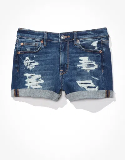 Shop American Eagle Outfitters Ae Ne(x)t Level High V-rise Denim Short Short In Blue