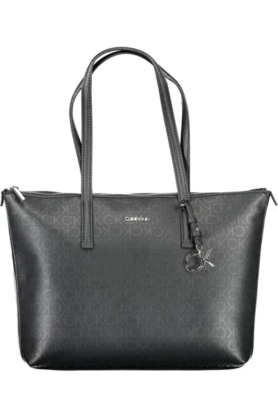 Shop Calvin Klein Chic Contrasting Detail Recycled Shoulder Women's Bag In Black