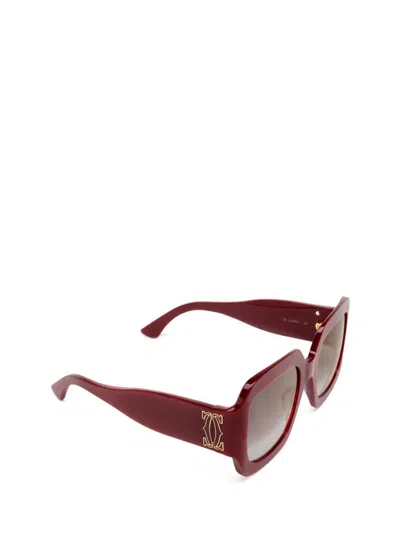 Shop Cartier Sunglasses In Burgundy