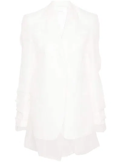 Shop Sportmax Silk Single-breasted Jacket In White