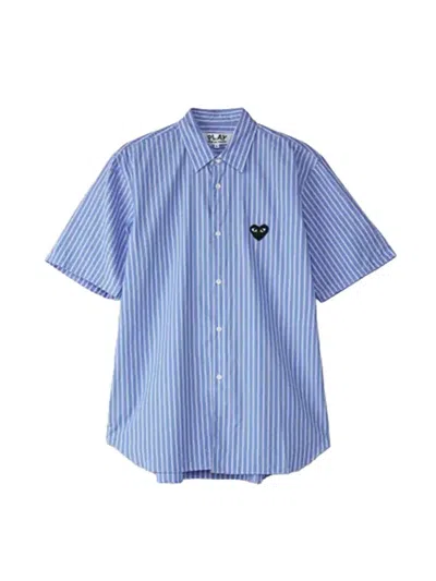 Shop Comme Des Garçons Play Striped Shirt In Blue