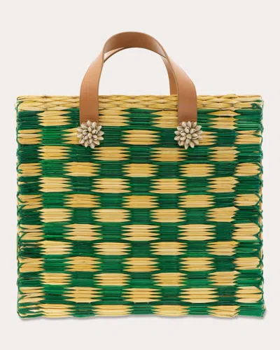 Shop Heimat Atlantica Women's Tom Tom Tote Bag In Checked Green/natural