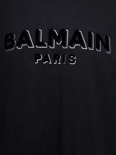 Shop Balmain Flock & Foil T-shirt - Bulky Fit In Black