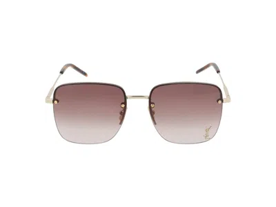 Shop Saint Laurent Sunglasses In Gold Gold Brown