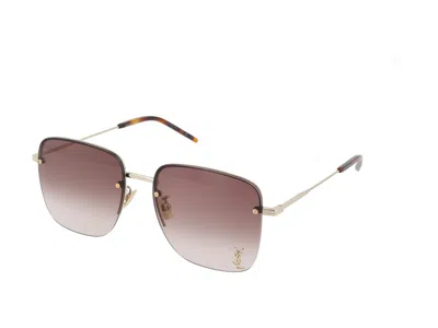 Shop Saint Laurent Sunglasses In Gold Gold Brown
