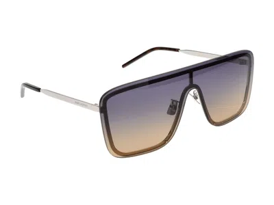 Shop Saint Laurent Sunglasses In Silver Silver Green