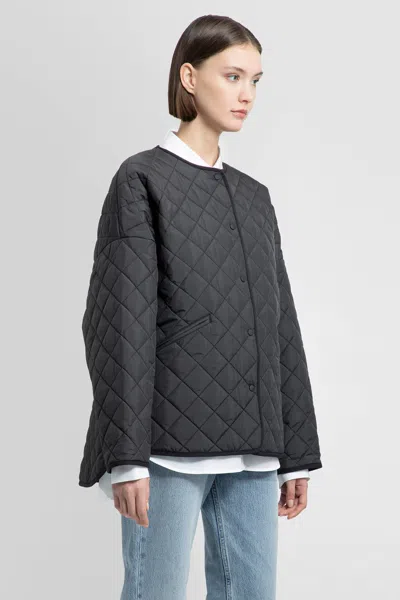 Totême Oversized Quilted Buttoned Jacket In Black