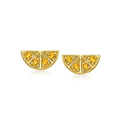 Shop Rs Pure By Ross-simons Citrine Orange Slice Stud Earrings In 14kt Yellow Gold