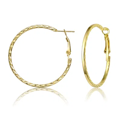 Shop Rachel Glauber Textured Rope Round Hoop Earrings In Gold