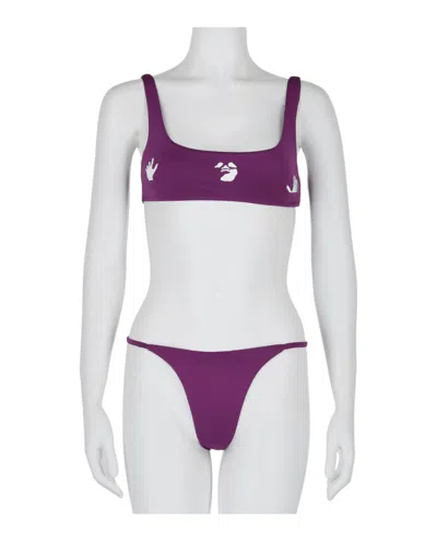Shop Off-white Swimming Man Bikini Set In Purple