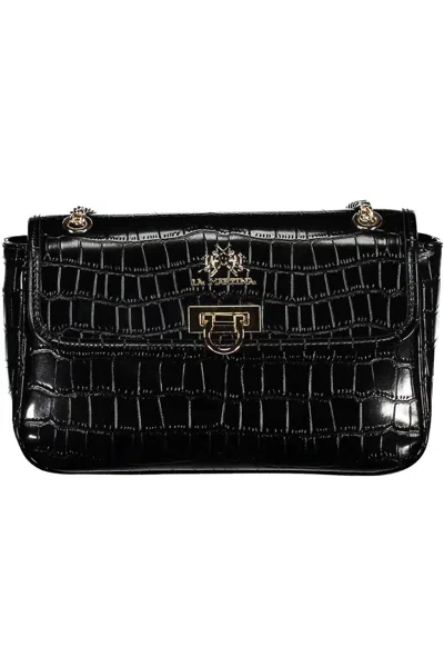 Shop La Martina Elegant Chain Shoulder Bag With Contrasting Women's Accents In Black