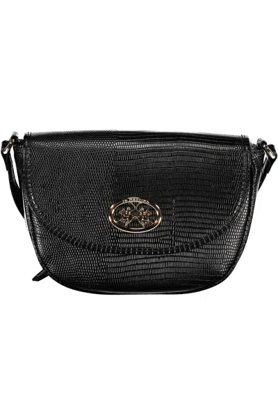 Shop La Martina Chic Contrasting Detail Shoulder Women's Bag In Black