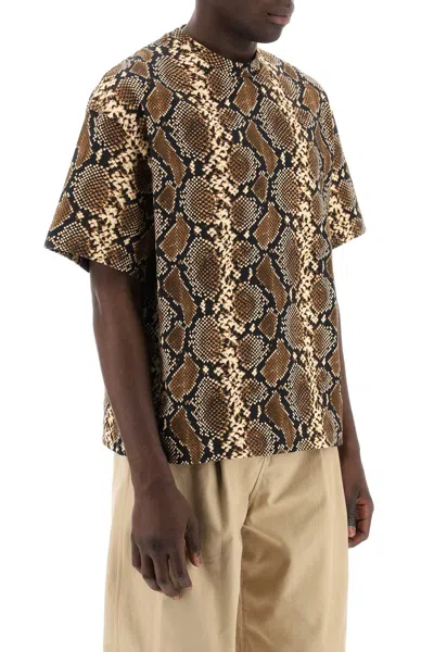 Shop Jil Sander Python-patterned Crewneck T-shirt In Brown