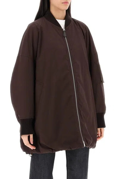 Shop Jil Sander Down-padded Maxi Bomber Jacket In Marrone