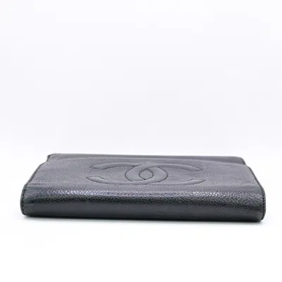 Pre-owned Chanel Cc Black Pony-style Calfskin Wallet  ()