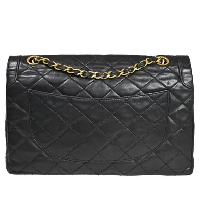 Pre-owned Chanel Double Flap Black Pony-style Calfskin Shoulder Bag ()