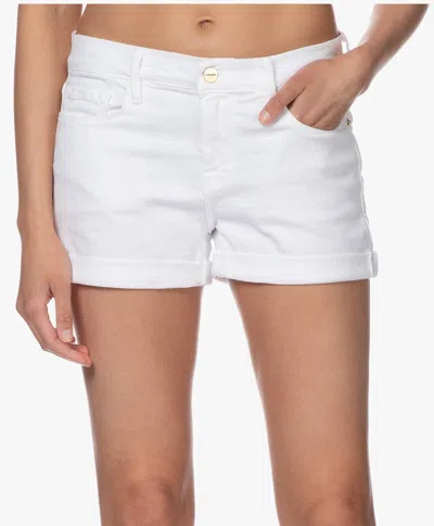 Shop Frame Le Cut-off Cuffed Shorts In White