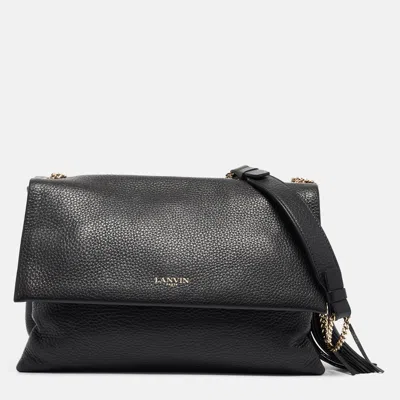 Shop Lanvin Leather Sugar Tassel Flap Shoulder Bag In Black