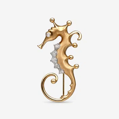 Shop Assael Angela Cummings 18k Yellow And Platinum, Diamond 0.54ct. Tw. Seahorse Statement Brooch Acp0046 In Gold