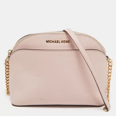 Shop Michael Kors Leather Emmy Crossbody Bag In Pink