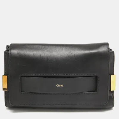 Shop Chloé Leather Small Elle Clutch In Black