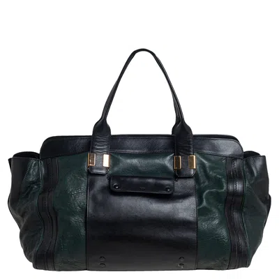 Shop Chloé Dark Leather Large Alice Satchel In Green