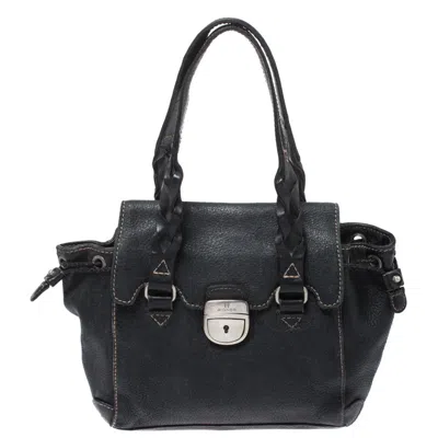 Shop Aigner Leather Small Satchel In Black