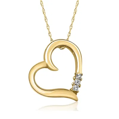 Shop Pompeii3 Princess Cut Diamond Heart Necklace Pendant White Yellow Or Rose Gold 3/4" Tall In Multi