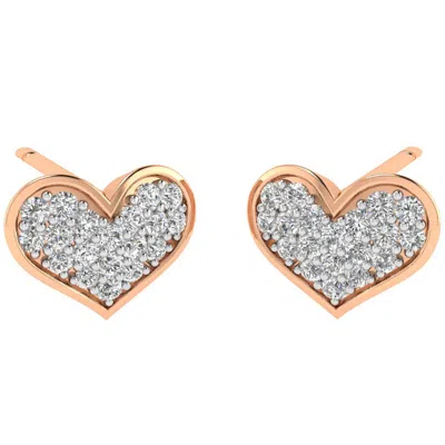Shop Pompeii3 1/10 Ct Diamond Pave Heart Studs Womens Earrings 10k Rose Gold In Multi