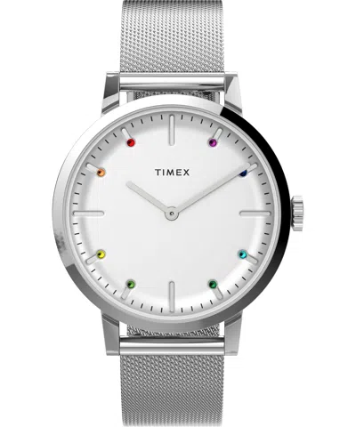 Shop Timex Women's 40mm Quartz Watch In Silver