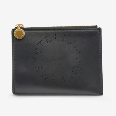 Shop Stella Mccartney Logo Vegan Leather Wallet In Black