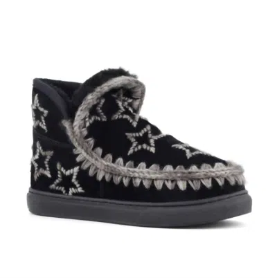 Shop Mou Women's Eskimo Sneakers With Wool Stars In Black
