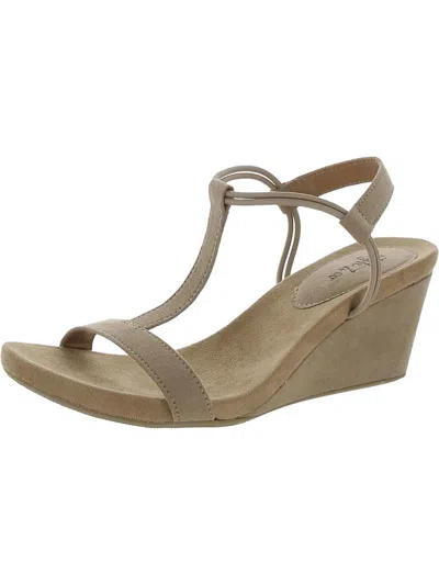 Shop Style & Co Womens Faux Suede Round Toe Wedge Sandals In Grey