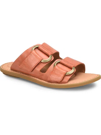 Shop Born Marston Womens Open Toe Leather Slide Sandals In Orange