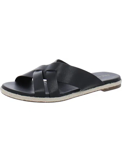 Shop Cole Haan Womens Faux Leather Slip-on Slide Sandals In Black
