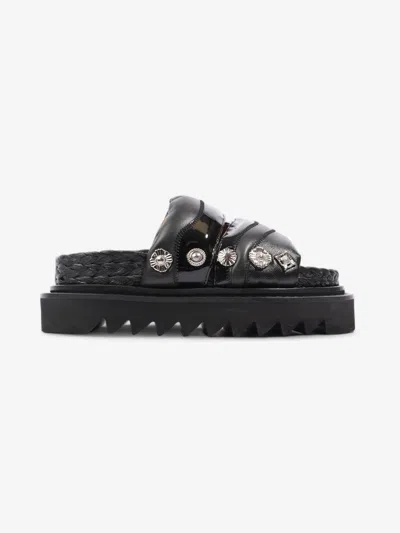 Shop Toga Stud-embellished Sandals Leather In Black