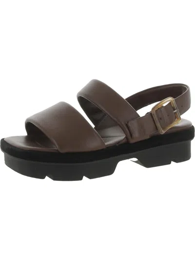 Shop Vince Womens Faux Leather Adjustable Slingback Sandals In Brown