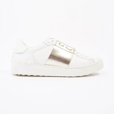Shop Valentino Open Sneakers / Gold Leather In White