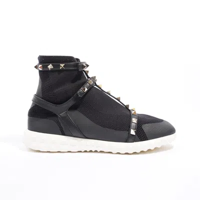 Shop Valentino Rockstud Sock High Top Sneakers /knit In Black