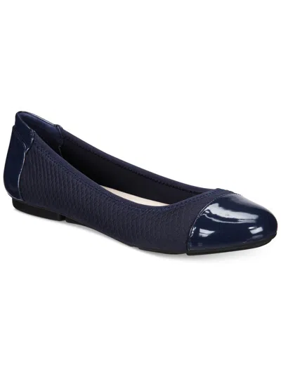 Shop Alfani Womens Textured Round Toe Ballet Flats In Blue