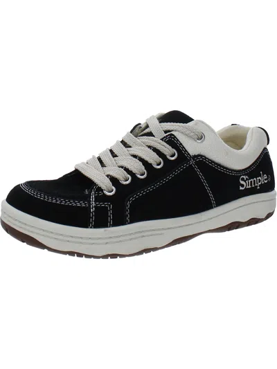 Shop Simple Os Mens Suede Low Top Skate Shoes In Black